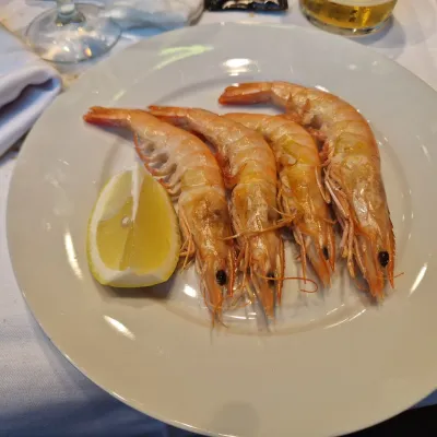 Langostinos a la plancha en Restaurante Julen Guerrero